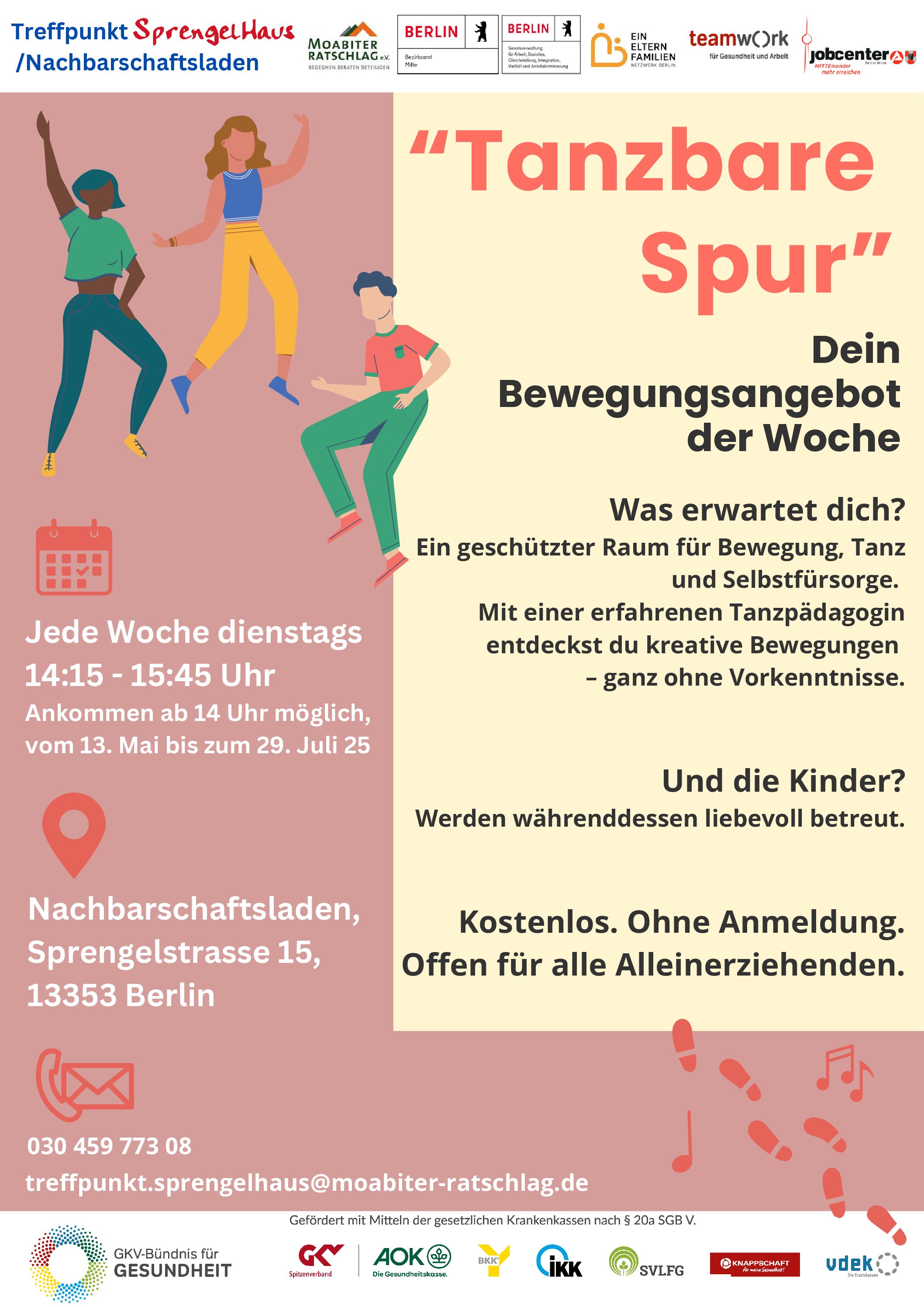 Kostenloses Bewegungsangebot für Alleinerziehende mit Kinderbetreuung im Wedding