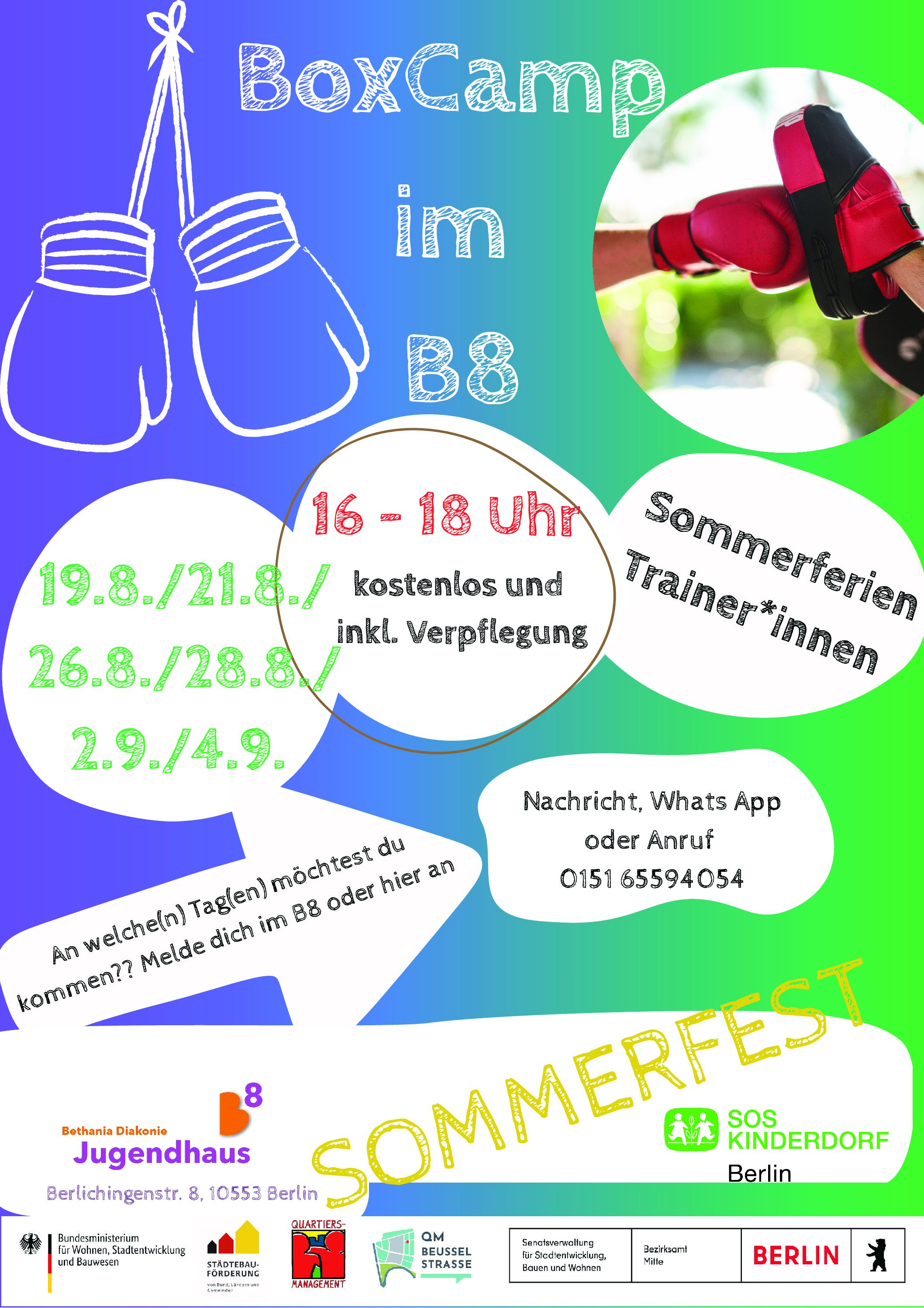 In den Sommerferien Boxen im Jugendhaus B8