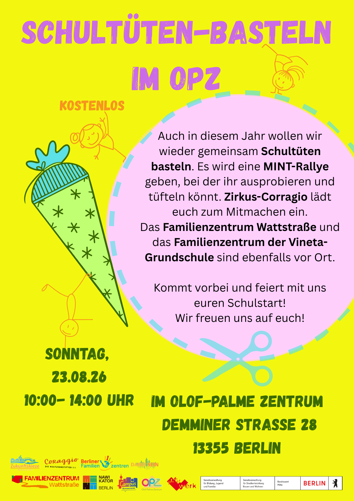 Schultüten basteln am Sonntag, den 23. August 2026